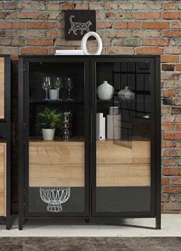 möbelando Vitrine Standschrank Vitrinenschrank Beistellschrank Standvitrine Hialeah II