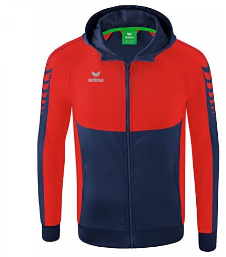 Erima Herren Six Wings Trainingsjacke mit Kapuze (1032209), New Navy/rot, 3XL