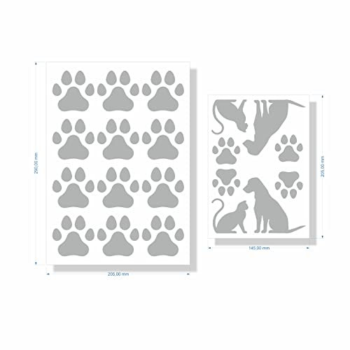 beihaasnatuerlich® 18er Set Pfoten und Katze + Hund Silhoutte, wasserfeste Aufkleber Hundepfoten Pfötchen Sticker für Auto Motorrad Wohnwagen Wand Laptop Möbel