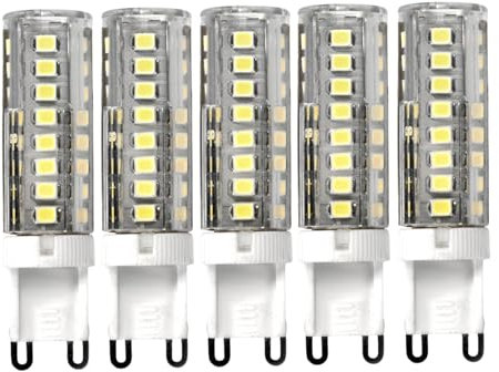 Jandei - Packung mit 5 LED-Leuchtmitteln G9, Leistung 4,8 W, 720 Lumen, 220 V AC, (entspricht 30 W Halogen), kaltweißes Licht, 6000 K, Ø 16, 57 mm lang, nicht dimmbar, IP20 für den Innenbereich