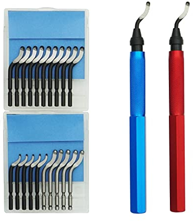 VASTOOLS Entgrater, Handentgrater für Kunststoff, Metall, Edelstahl,Stahl, Kupfer, Aluminium und 3D Druck, 22 Unterschiedlichen Klingen für Verschiedene Bohrungen,Runde Löcher,Innen-Kanten…