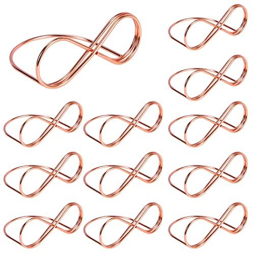 AIEX 12pcs Place Card Holder, 2.6inch Table Number Holders Metal Table Card Holders Place Card Stands for Weddings Note Birthday Party Buffet (Rose Gold)