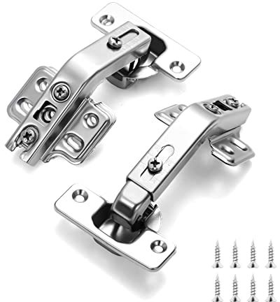 AIEX 2 Stück Scharniere Schranktür Softclose, 135 Grad Vollständig Verdeckt, Modernen, Kaltgewalzter Stahl, Metallic, Silber