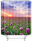 EHOMERY Duschvorhang Dicker Stoff Duschrollo Für Badewanne Ohne Bohren Sonnenaufgang Am Blumenmeer Duschvorhang Jugendstil Duschrollo Austausch Polyester 12 Hakenringe, 180X200Cm