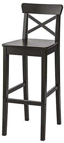IKEA INGOLF Barhocker mit Rückenlehne, 74 cm, braun-schwarz