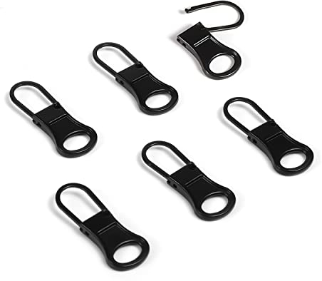 6Stück Rreißverschluss Ersatz, Abnehmbare Reißverschluss-Schieber, Reissverschluss Reparatur, Reißverschluss Ersatzschieber Zipper Pulls für Jacke Hose Schuhe Koffer Rucksack (Schwarz)