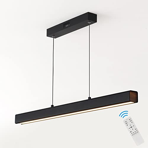 EYLM Lámpara Colgante LED Regulable Moderna Lámpara Negra, Lámpara de Comedor de Diseño Lineal con Mando a Distancia, Altura Ajustable para Salón Comedor Cocina Oficina (120cm)