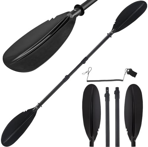 Greeily 230 cm Doppelkopf-Paddel, 170 cm – 250 cm in robustem Aluminiumschaft und gerippten Polyethylen-Klingen für Kajaks (238,8 cm)