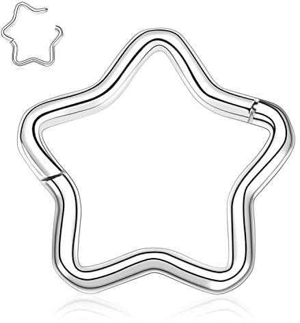 Daith Ohrring chirurgischer Stahl Septum Schmuck 16 g Septun Ringe silberner Septum Clicker Ring Stern Nasen Creolen Ring Rook Ohrringe Conch Piercing Schmuck Tragus Knorpel Creolen Ohrring 10 mm