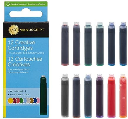 Manuscript Creative Cartridges - Pk 12 - for Fountain Pen &Calligraphy - International Size