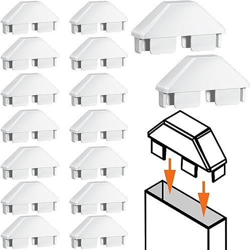 Pelopy 16 Packs Vinyl Picket Fence Caps 7/8 x 3 Vinyl Picket Fence Parts White Post caps for Outdoor Garden (Dog Ear)