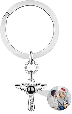 Personalised Photo Keychain |Custom Angel Photo Pendant with Optional Colors| Romantic Gift For Him/Her - Christmas, Birthday