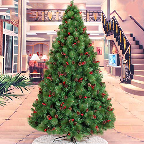 NAMUlA Dekorierter künstlicher Weihnachtsbaum mit Tannenzapfen und Tannenzapfen, Weihnachtsbaum-Metallständer für saisonale Feiertage, grün, 6,8 Fuß (210 cm) Fashionable