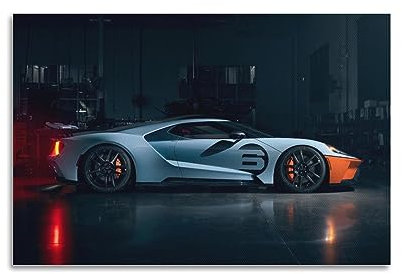 LADV Sportwagen-Poster für Ford GT Racing Supercar, dekoratives Gemälde, Leinwand, Wandkunstwerke, Bild, 30 x 45 cm