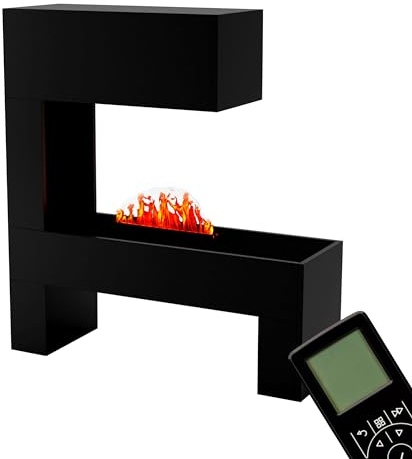 GLOW FIRE Wasserdampf Kamin Mozart (Standkamin) - Elektrokamin mit realistischen LED 3D-Flammen, Knistereffekt & Fernbedienung, 110x120x35 cm - Opti-Myst 500 Elektro Kamin, Schwarz