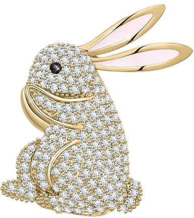 KristLand Broche en Forme de Lapin Tendance avec Pierre de zircone Scintillante - Broche en Forme d'animal - Art Déco - Jolie Broche en Forme de Lapin - Cadeau pour Les Femmes et Les Hommes