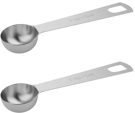 BERYLER 2PCS 1tsp (1/3tbsp, 5ml) Single Measuring Spoon, Stainless Steel Individual Teaspoons Only