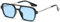 JCTAIFOO Vintage 70s Quadratische flache Piloten-Sonnenbrille für Herren Damen Trendy Retro Rectangle Small Shades Cool Niedliche Mode Brille Schwarz-Silber/Blau