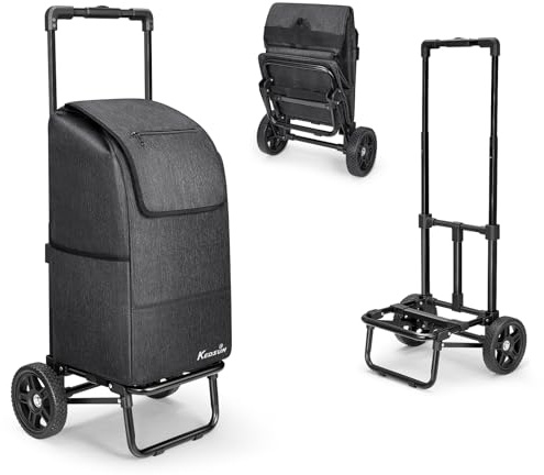 KEDSUM 2-in-1-Einkaufswagen, faltbar, mit Rädern, 150 kg, Schwarz