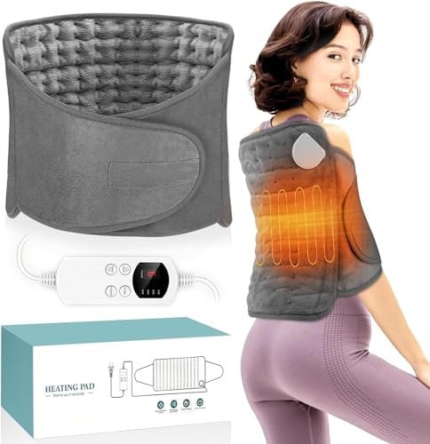 Electric Heat Pad for Back Pain,Portable Heat Pads, Small Electric Blanket with Auto Shut Off & 6 Heat Levels for Back, Neck, Shoulder and Abdominal Heating Tapes
