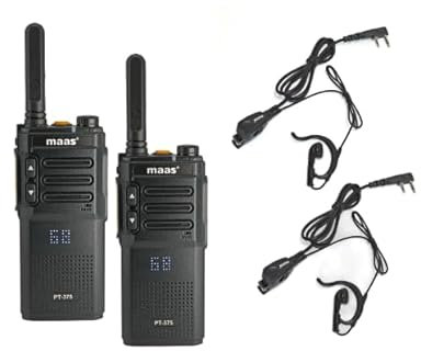 MAAS Paket 47 Set : 2 x MAAS PT-375 PMR-446 Handfunkgerät inkl. Akku und Standlader + 2 x MAAS KEP-151-VK Headset