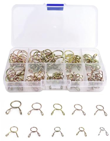 Tuyau Serre Joints,Clip à Ressort Tuyau Collier,126 PCS Clip à Ressort Tuyau,Essence Serre-joints,Collier De Serrage à Ressort à Double Fil, D'assortiment De Ressorts De Tuyau,Collier Serrage Durite