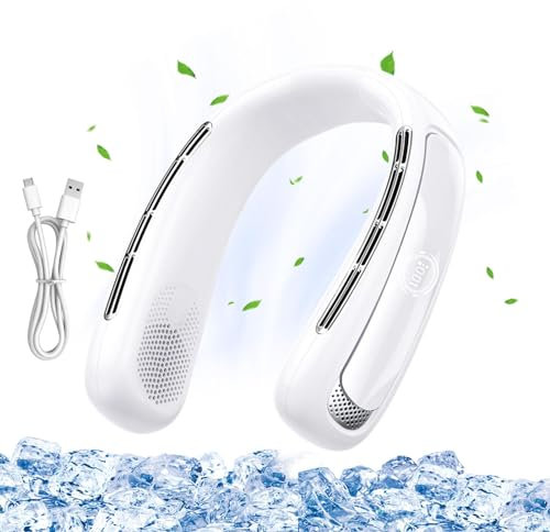 Ventilador de cuello manos libres – Ventilador personal portátil de enfriamiento recargable para el cuello | Aire acondicionado sin cuchilla con diseño de casco, ventilador de cuello de pantalla