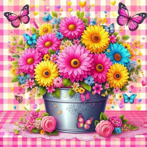 Diamond Painting Blume-5D Diamond Painting Erwachsene Blumen,Blumen Diamond Painting Bilder Erwachsene für Home Wand Dekor(Blumen,30x40cm)