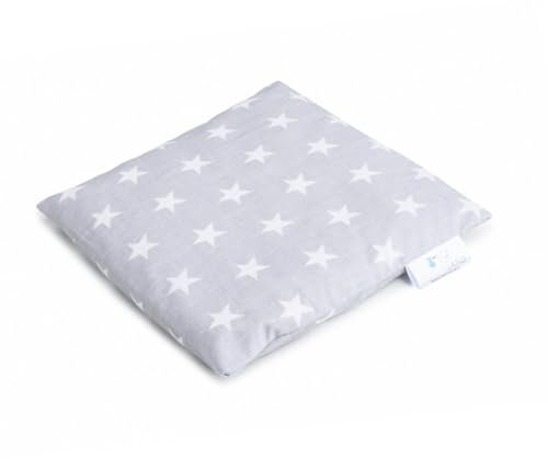 Bocioland | Kirschkernkissen Baby 500 g, Wärmekissen Baby 15 x 20 cm, Kirschkernkissen Mikrowelle 100% Baumwolle (Graue Sterne)