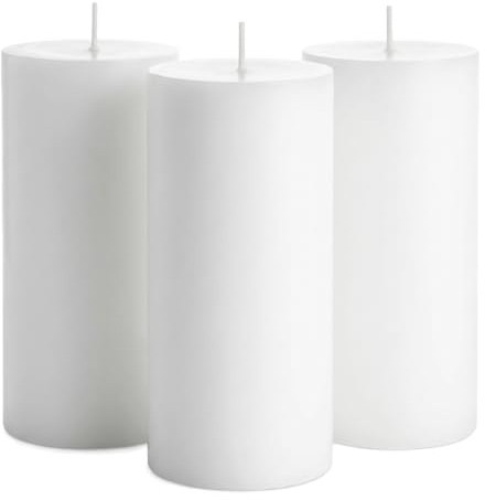 Unscented Pillar Candles Set,Smokeless Cotton Wick Candle, Fragrance-Free for Weddings,Decoration,Restaurant,Spa(3 * 6inch/7.5 * 15cm,3pc,White)