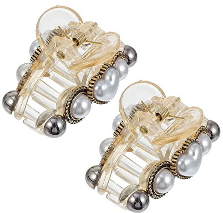 Ipetboom Stylish Pearl Clips for Hair 2pcs Resin Hair Jaw Clips Elegant Vintage Design