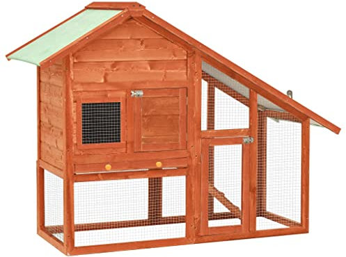 HOMIUSE Hasenstall Winterfest Kaninchenstall Draußen 140x63x120 cm Kaninchenstall Holz Braun