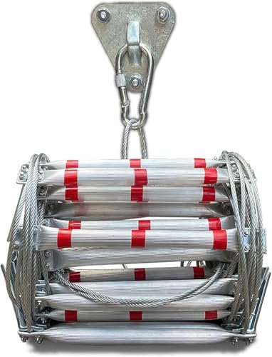 Rope Ladder, Rope Ladder, Rescue Ladder, Aluminium Alloy, Fire Ladder, Emergency Exit Ladder, Safety Ladder, Flame Retardant Fireproof Rescue Ladder, Load Capacity up to 420 kg (15 m)
