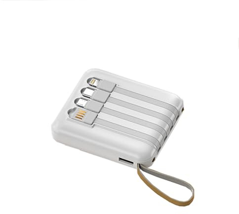 Portable Charger Power Bank 20000mah Display, Fast Charging, Fast Mobile Phone Charging, 4 Cord Mobile Power (White)