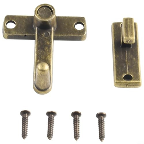 Aprilsunnyzone Metall-Schiebetürschloss mit Schrauben, bronzefarben, für Holztüren, Schlafzimmer, Badezimmer, Schrank, Küche, Büro