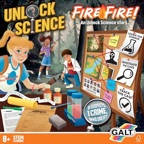 GALT Unlock Science – Fire Fire! Mystery Game for Kids Age 8 Plus | STEM Science Experiments Set – Fun Crime Solving Kit for Children – Learn Science, Investigate Clues & Crack the Case