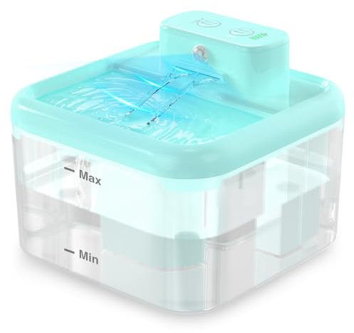 Fuente de agua para gatos para beber, fuente de agua inalámbrica de 2 litros con sensor de movimiento, fuente de agua para gatos, fuente de agua ultra silenciosa, fuente de agua para mascotas, azul