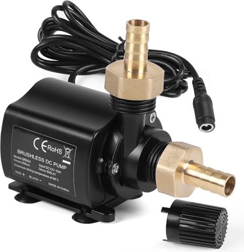 Pompe à eau submersible 12 V 800 l/h 4,5 m petite avec réglage de la vitesse de rotation, mini pompe à eau avec adaptateur secteur, pompe de bassin pour la circulation de l'eau et la fontaine