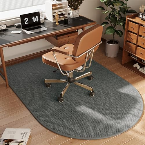 GIBZ Alfombra Silla Gaming Tejido de Lino Sintético Alfombrilla Protectora Suelo Oficina Sólido Sencillo para Suelos de Madera Sillas con Ruedas Gris Oscuro 100x120cm