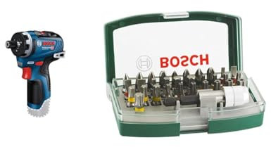Bosch Professional 12V System GSR 12V-35 HX Cordless Drill/Driver (Without Rechargeable Battery and Charger) + 32pc. Screwdriver Bit Set (PH-, PZ-, Hex-, T-, TH-, S-Bit, Accessories)