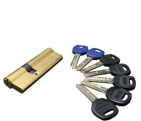 Barillet Porte D'EntréE Cylindre De Serrure En Laiton 65-110mm Avec 2 + 5 Clés Sécurité Porte D'entrée Noyau Poignée(65mm Middle)