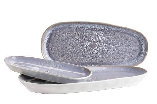 MÄSER Elea Series 3-Piece Vintage Look Plate Set, Lilac, Stoneware