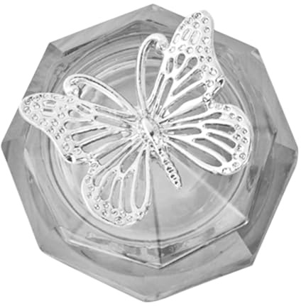 BAZEITFLOW Coupe à Ongles en Acrylique Cristal avec Couvercle Métal, , Octogonale Gris Nuit, Anti-éclaboussures, pour Manucure Professionnelle et Rangement Accessoires Nail Art