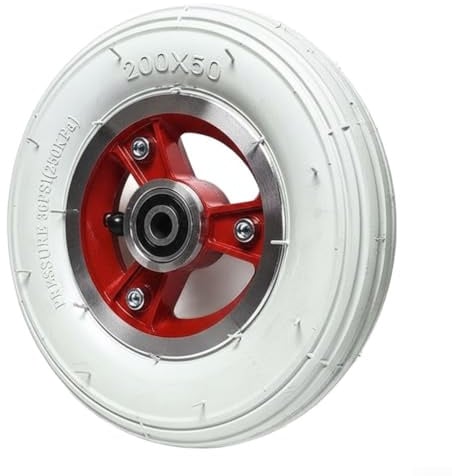 8 Zoll Elektrorollstuhl Vorderrad, Luftreifen 200x50 mit Schlauch und Felge, Grau, kompatibel mit 8mm/10mm Achse (rot 8mm)