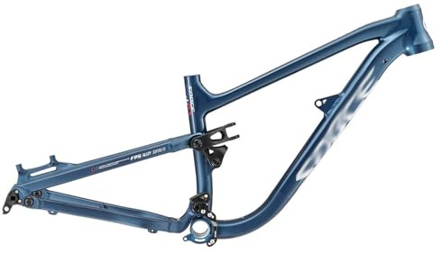 ZECHAO Telaio for Mountain Bike Soft Tail da 24 Pollici, Telaio for Bici con Freno A Disco da 320 Mm, Telaio con Sospensioni in Lega di Alluminio, Perno Passante Boost da 148 * 12 Mm, DH/XC/AM(Blue)
