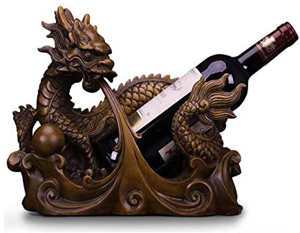 HCZKIUJY Luxuriöser High-End-Weinflaschenhalter mit Drachenmotiv, chinesischer Loong-Harz-Einzelflaschenständer