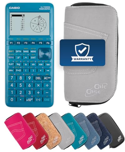 Casio FX-7400GIII inkl. CalcCase Schutztasche - Grafikrechner - Basic Set (Hellgrau)