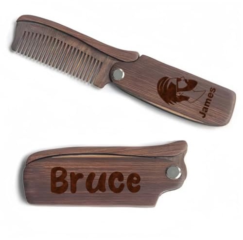 Personalisierter Bartkamm Als Geschenk Für Männer – Gravierter Holzkamm Mit Tasche, Schnurrbart- Und Haarpflege – Geschenkidee Für Vatertag, Zu Weihnachten Oder Zur Hochzeit Für Bräutigam