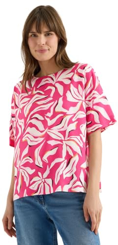 Cecil Kurzarm Bluse mit Print und Knöpfen Beetroot pink L