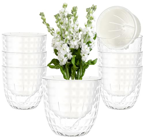 Yimomoyi Lot de 6 Jardinière Design Diamant 11 cm, Pots de Fleurs en Plastique avec Système d'Arrosage Automatique par Réservoir, Décoration Balcon Moderne pour Plantes Vertes -Blanc